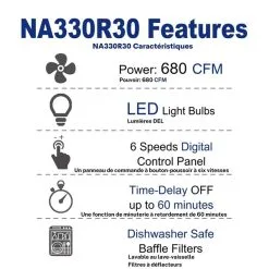 Hotte Sous-armoire Cyclone, 580 PCM, 30", Acier Inoxydable 10 Hotte Sous-armoire Cyclone, 580 PCM, 30", Acier Inoxydable -magasin d'appareils de cuisine 330008675 AlternateImage3 l