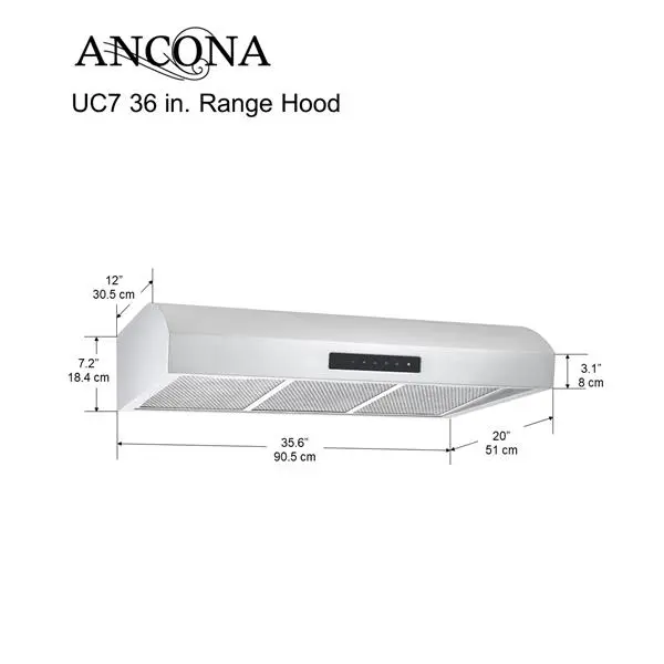 Hotte Sous-armoire Ancona UC7 Avec Mode Veilleuse, 36" 4 Hotte Sous-armoire Ancona UC7 Avec Mode Veilleuse, 36" – Image 2
