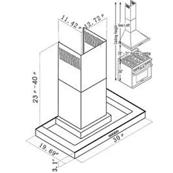 Turin Hotte Murale Aspen En Acier Inoxydable 30-po 4 Turin Hotte Murale Aspen En Acier Inoxydable 30-po – Image 2