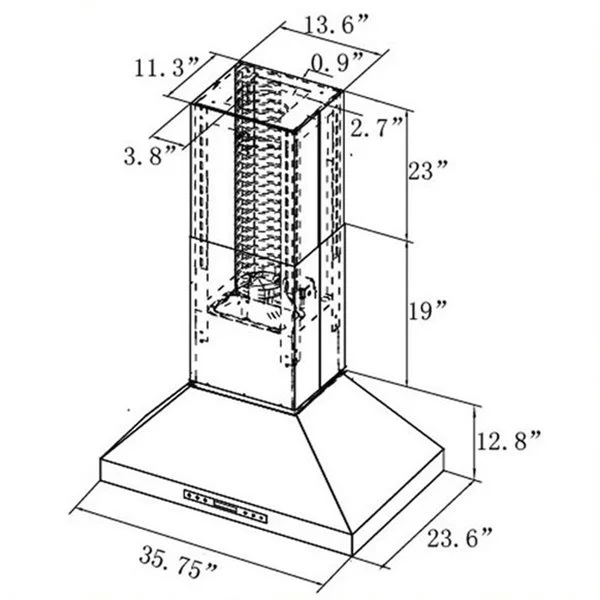 Turin Hotte Pour Ilôt Valence En Acier Inoxydable 36-po 6 Turin Hotte Pour Ilôt Valence En Acier Inoxydable 36-po – Image 4