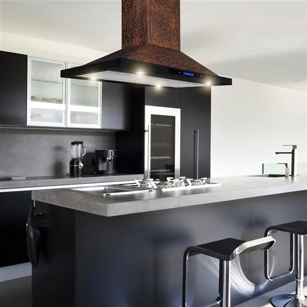 Hotte Convertible Pour îlot De 36 Po En Cuivre Repoussé De AKDY 4 Hotte Convertible Pour îlot De 36 Po En Cuivre Repoussé De AKDY – Image 2