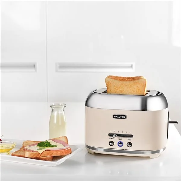 Grille-pain à 2 Tranches Rétro De Kalorik, 1000 W, Crème 4 Grille-pain à 2 Tranches Rétro De Kalorik, 1000 W, Crème – Image 2