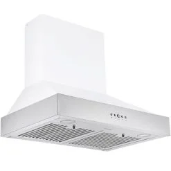Hotte De Cuisinière Murale Pro De 30 Po à Conduit Blanc Et En Acier Inoxydable Par Ancona