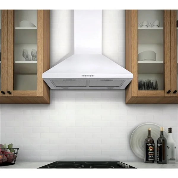 Hotte De Cuisine Murale Blanche Ancona Convertible De 24 po 4 Hotte De Cuisine Murale Blanche Ancona Convertible De 24 po – Image 2