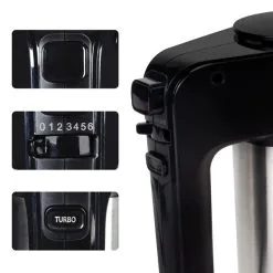 Batteur à Main à 6 Vitesses De 250 Watts Avec Turbo Boost Par Total Chef, Noir Et Argent -magasin d'appareils de cuisine 332002956 AlternateImage2 l