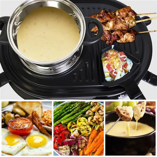 Ensemble à Fondue Et à Raclette Pour 8 Personnes Avec Gril En Granit Par Total Chef 6 Ensemble à Fondue Et à Raclette Pour 8 Personnes Avec Gril En Granit Par Total Chef – Image 4