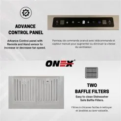 Hotte Murale De 30 po En Acier Inoxydable Noir à 800 pi³/min Onex 10 Hotte Murale De 30 po En Acier Inoxydable Noir à 800 pi³/min Onex -magasin d'appareils de cuisine 332004667 AlternateImage3 l