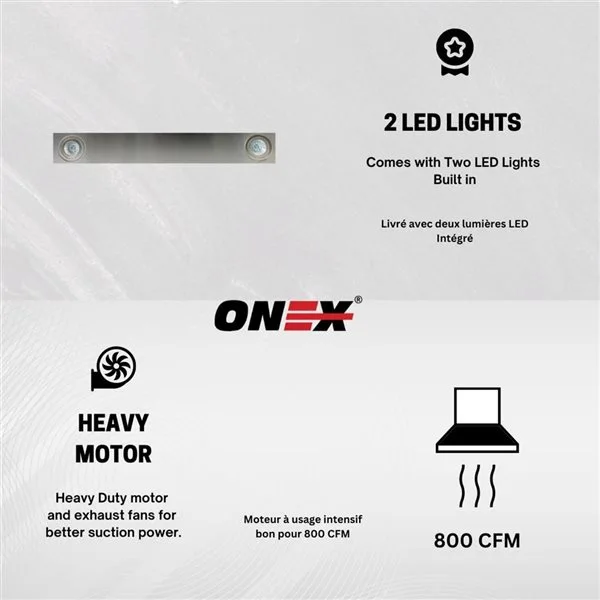 Hotte Murale De 30 po En Acier Inoxydable Noir à 800 pi³/min Onex 7 Hotte Murale De 30 po En Acier Inoxydable Noir à 800 pi³/min Onex – Image 5
