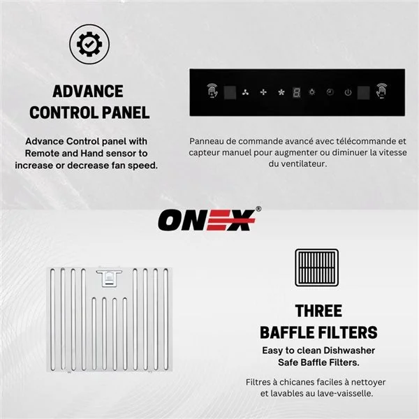 Hotte Aspirante D'îlot De 30 Po En Acier Inoxydable Onex Avec Conduit D'évacuation 6 Hotte Aspirante D'îlot De 30 Po En Acier Inoxydable Onex Avec Conduit D'évacuation – Image 4