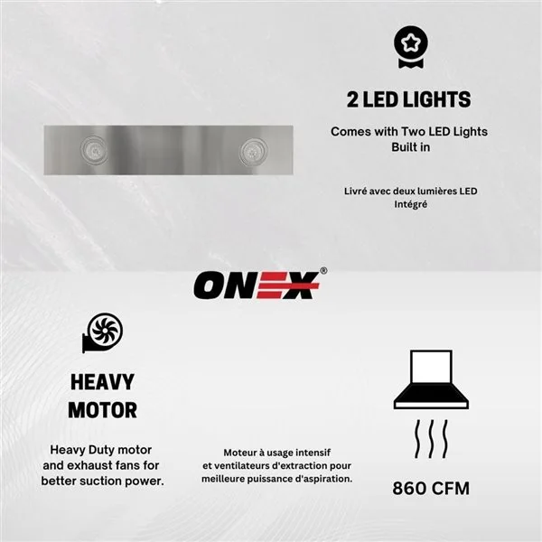 Hotte Sous Armoire 30 Po à 860 Pi³/min En Acier Inoxydable Onex 7 Hotte Sous Armoire 30 Po à 860 Pi³/min En Acier Inoxydable Onex – Image 5